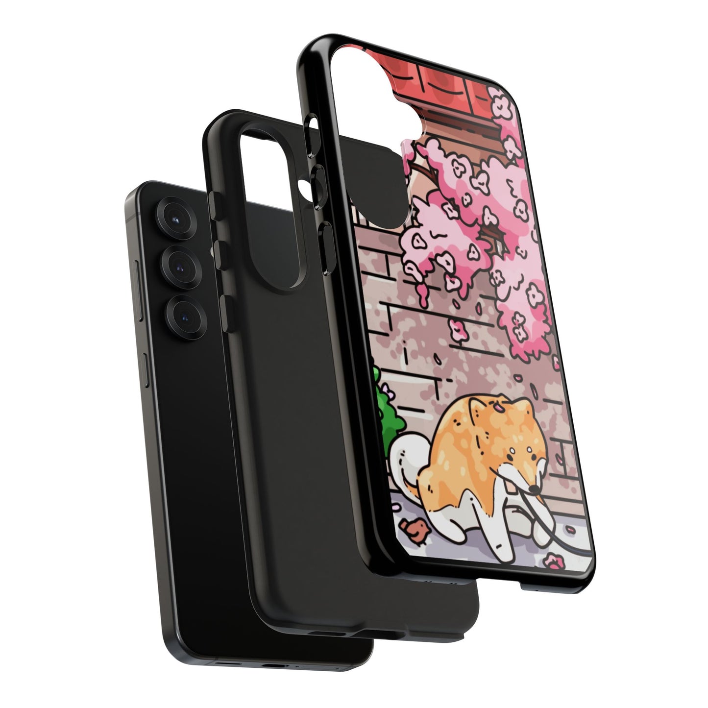 Shiba Inu Cherry Blossom Phone Case — Japanese House Art