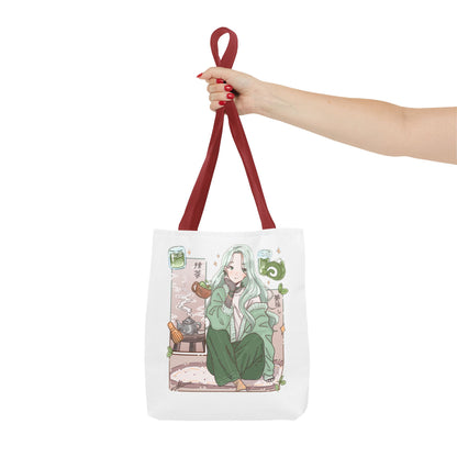 Anime Girl Green Aesthetic Tote Bag – Cozy Kawaii All-Over Print Tote