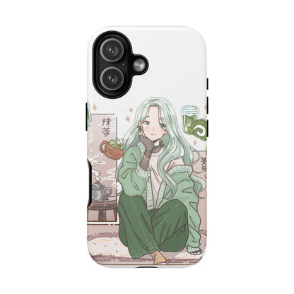 Anime Girl Green Aesthetic Phone Case — Cute Pastel Art