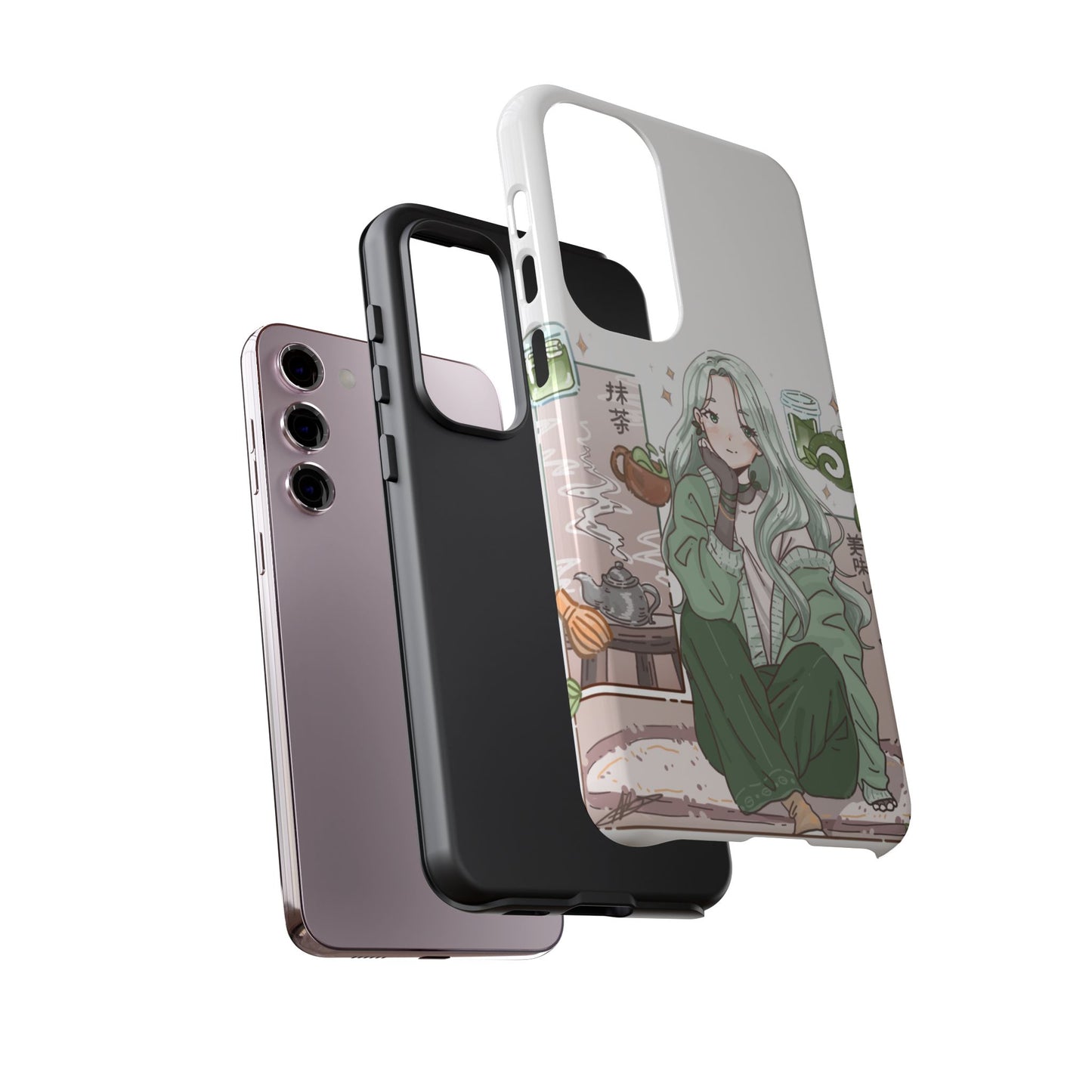 Anime Girl Green Aesthetic Phone Case — Cute Pastel Art