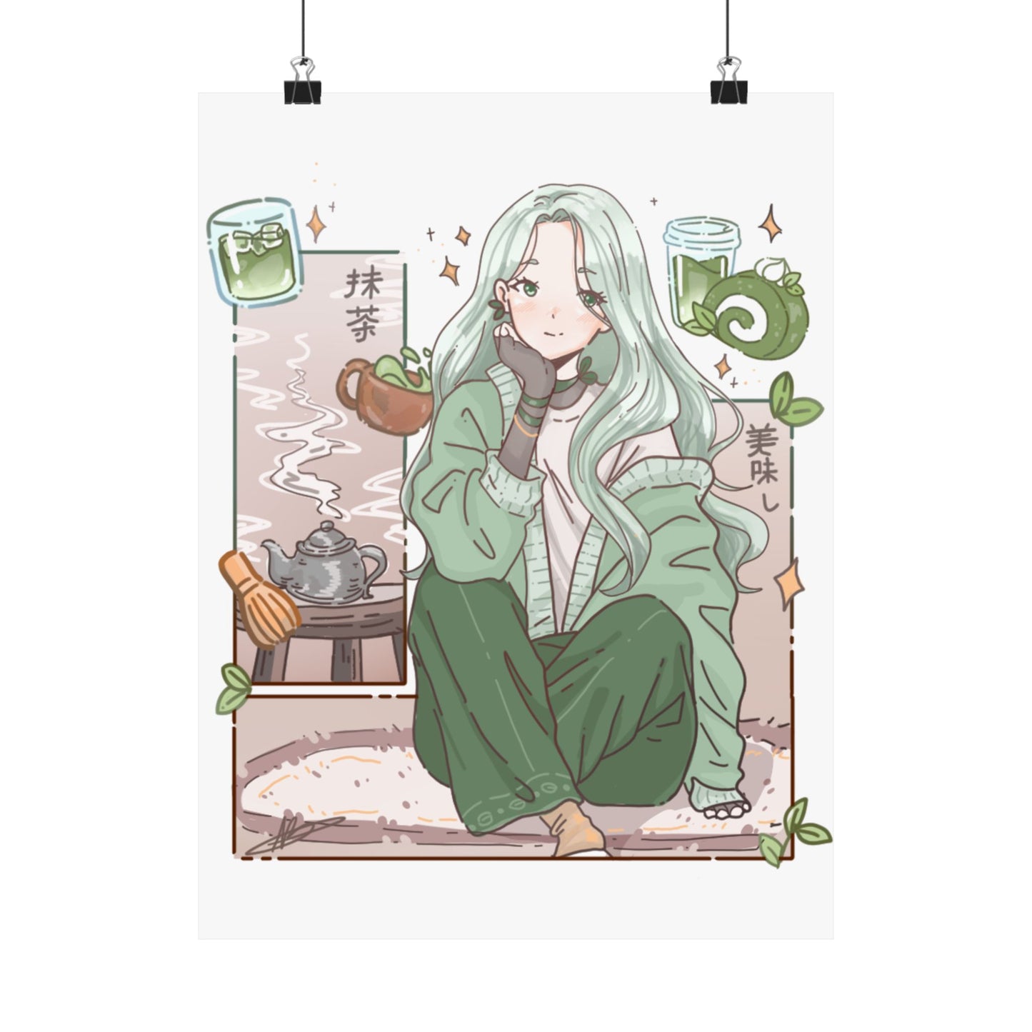 Matcha Girl Poster — Aesthetic Anime Wall Art