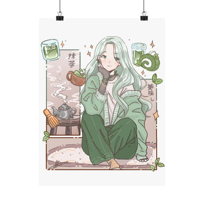 Matcha Girl Poster — Aesthetic Anime Wall Art