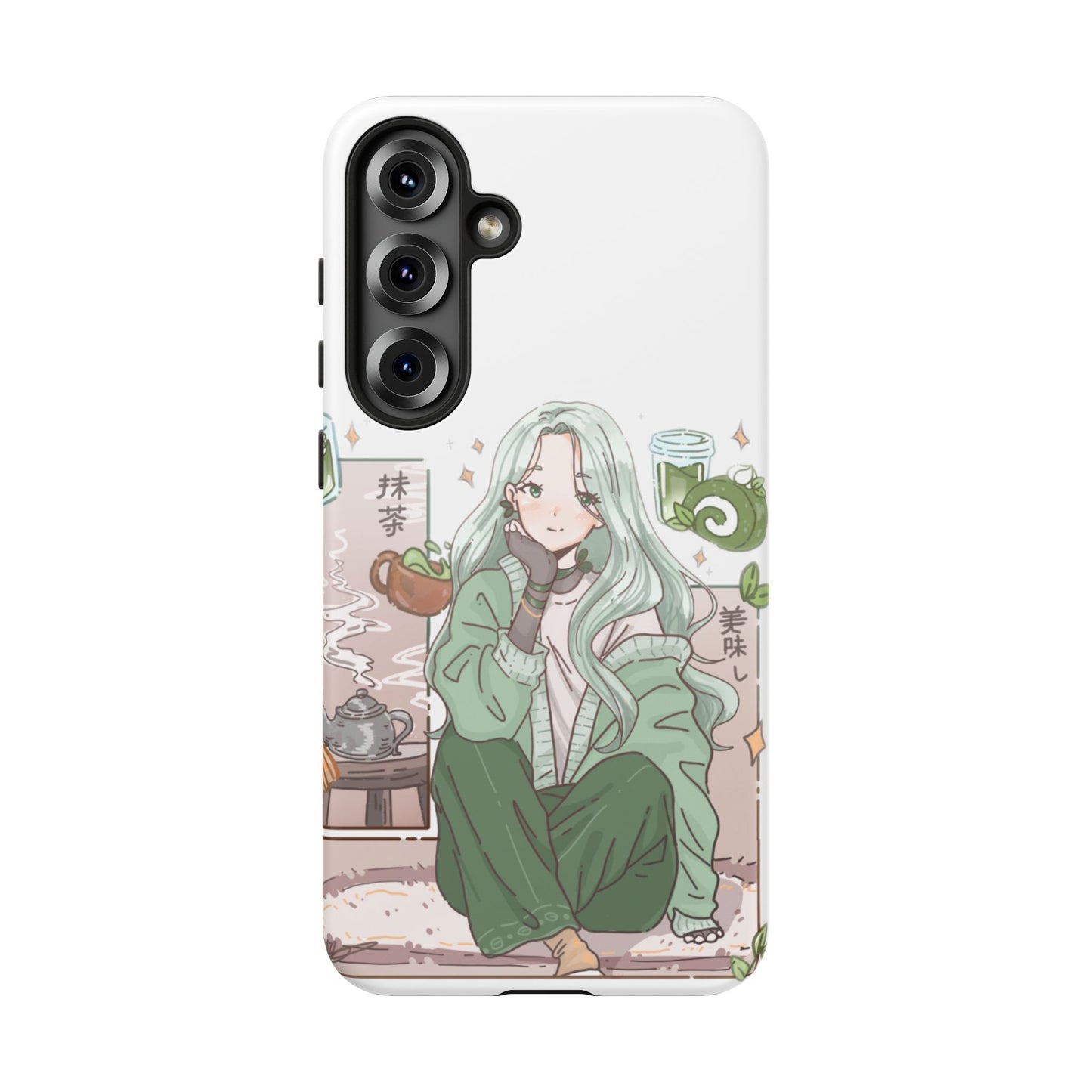 Anime Girl Green Aesthetic Phone Case — Cute Pastel Art