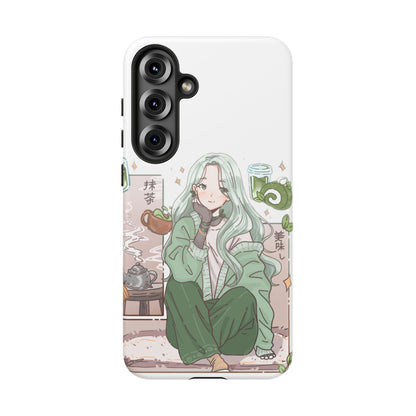 Anime Girl Green Aesthetic Phone Case — Cute Pastel Art