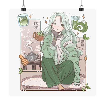 Matcha Girl Poster — Aesthetic Anime Wall Art