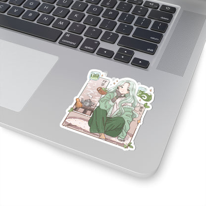 Matcha Girl Kiss-Cut Sticker — Aesthetic Anime Tea Sticker