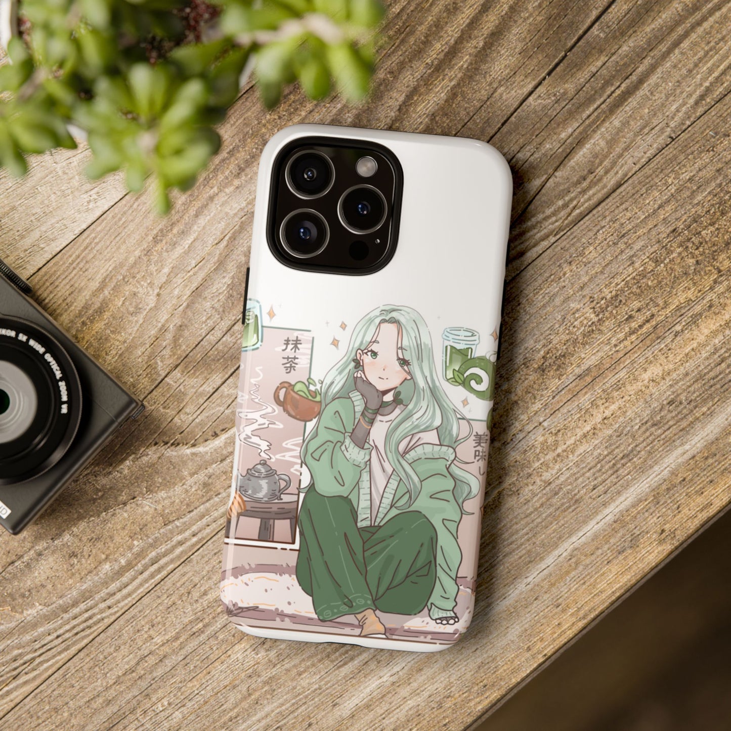 Anime Girl Green Aesthetic Phone Case — Cute Pastel Art