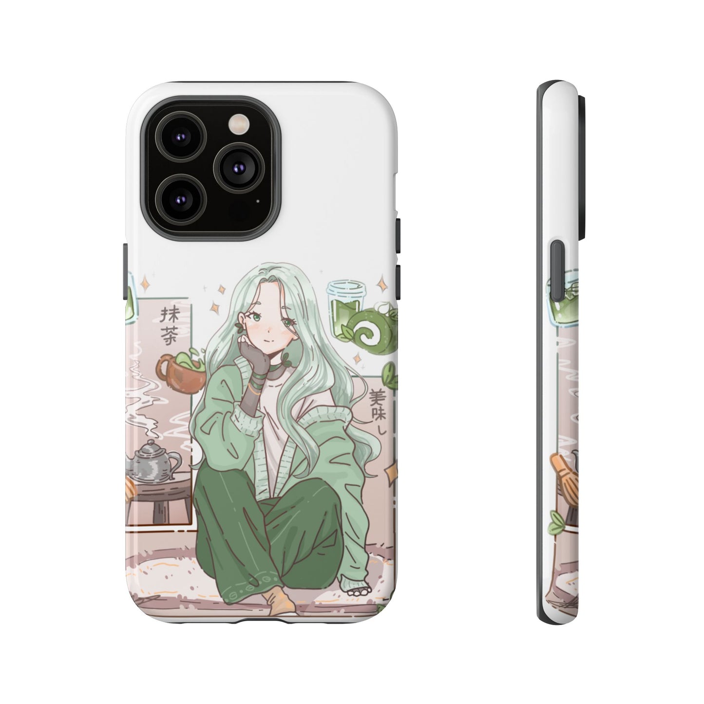 Anime Girl Green Aesthetic Phone Case — Cute Pastel Art
