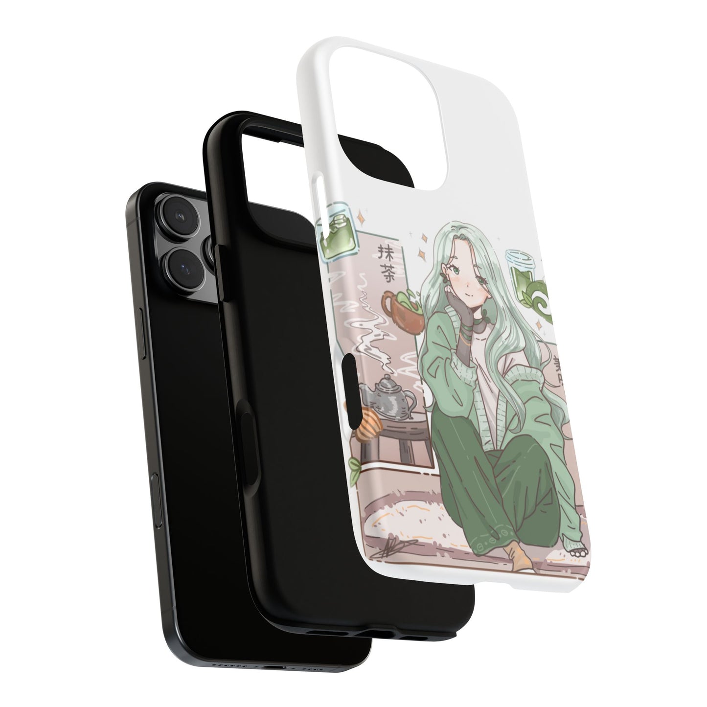 Anime Girl Green Aesthetic Phone Case — Cute Pastel Art