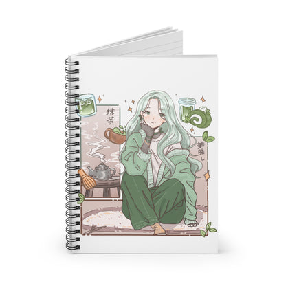 Matcha Girl Spiral Notebook — Cute Anime Tea Journal (Ruled)