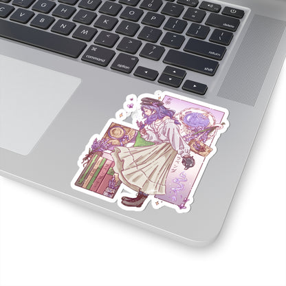 Lavender Tea Kiss-Cut Sticker — Aesthetic Mystic Girl Laptop Decal