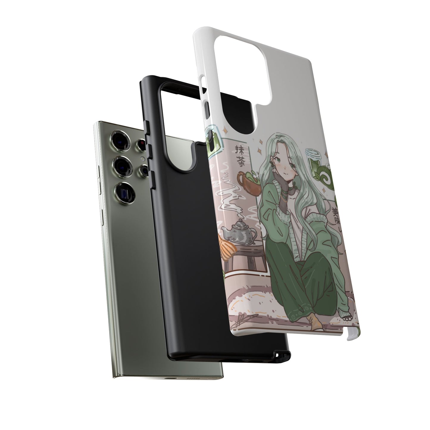 Anime Girl Green Aesthetic Phone Case — Cute Pastel Art