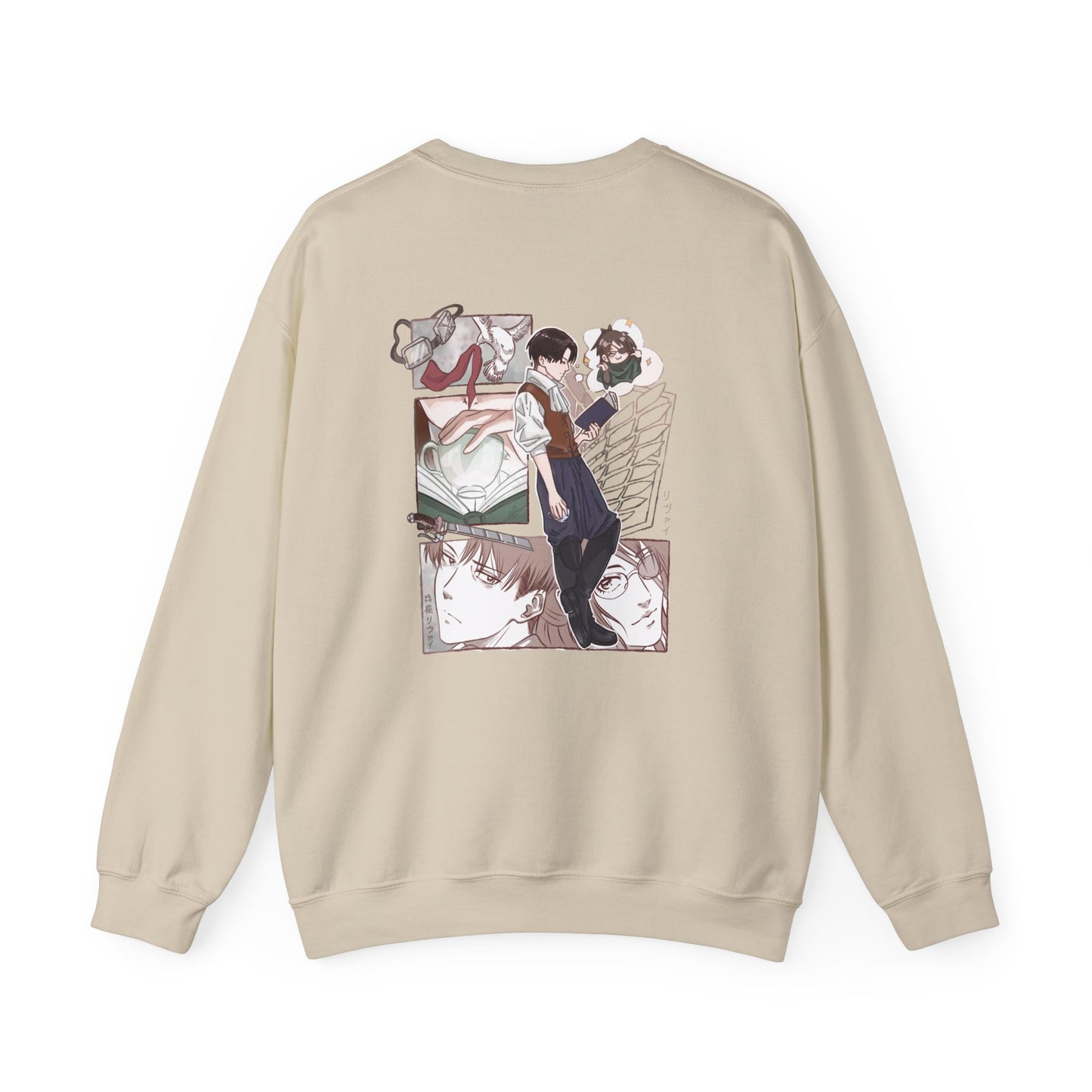 Pocket Levi Crewneck Sweatshirt-Hand Drawn Attack on Titan Fan Art Design