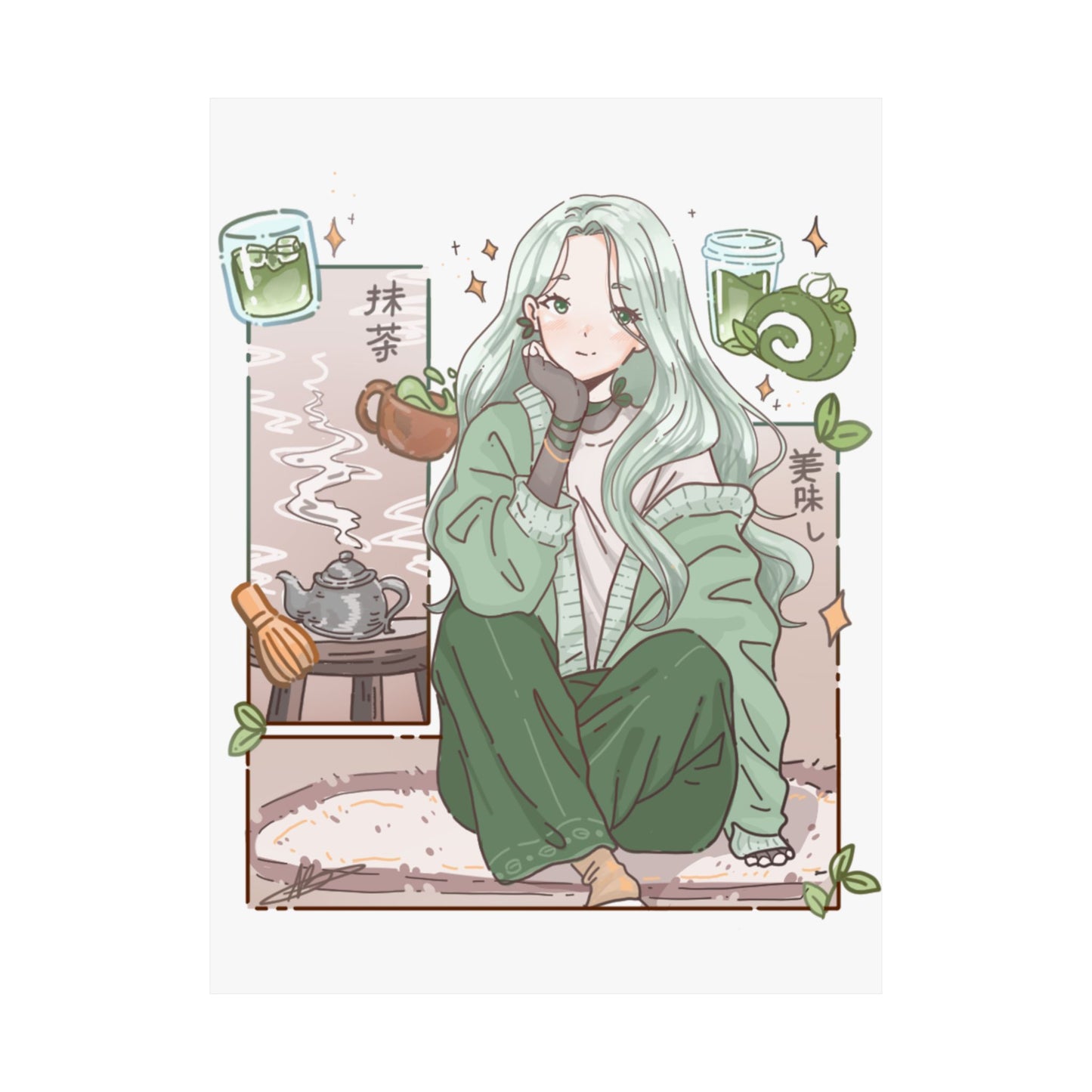 Matcha Girl Poster — Aesthetic Anime Wall Art