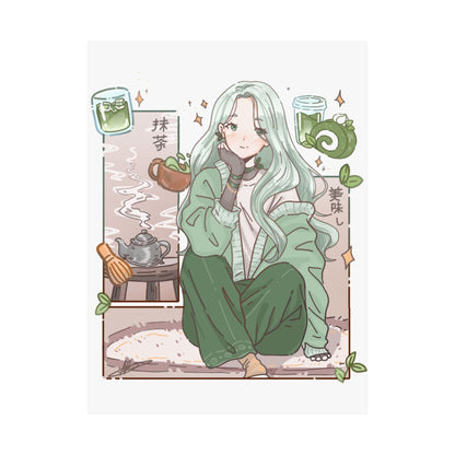 Matcha Girl Poster — Aesthetic Anime Wall Art