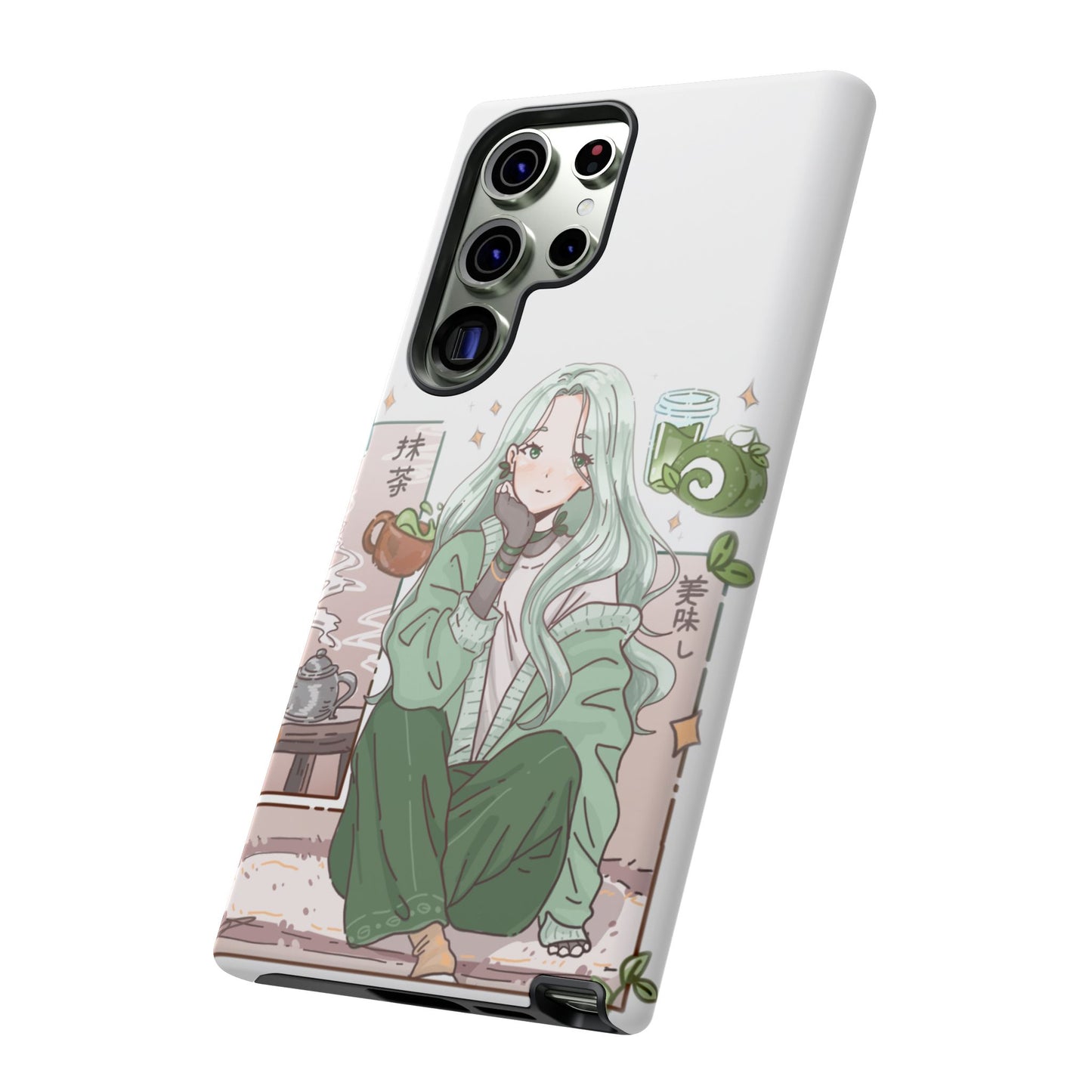 Anime Girl Green Aesthetic Phone Case — Cute Pastel Art