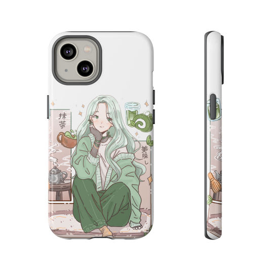 Anime Girl Green Aesthetic Phone Case — Cute Pastel Art