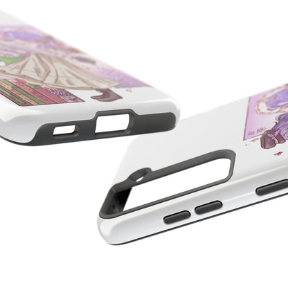 Mystic Librarian Tough Phone Case — Lavender Tea Anime Girl, Pastel Purple Bookstore Art