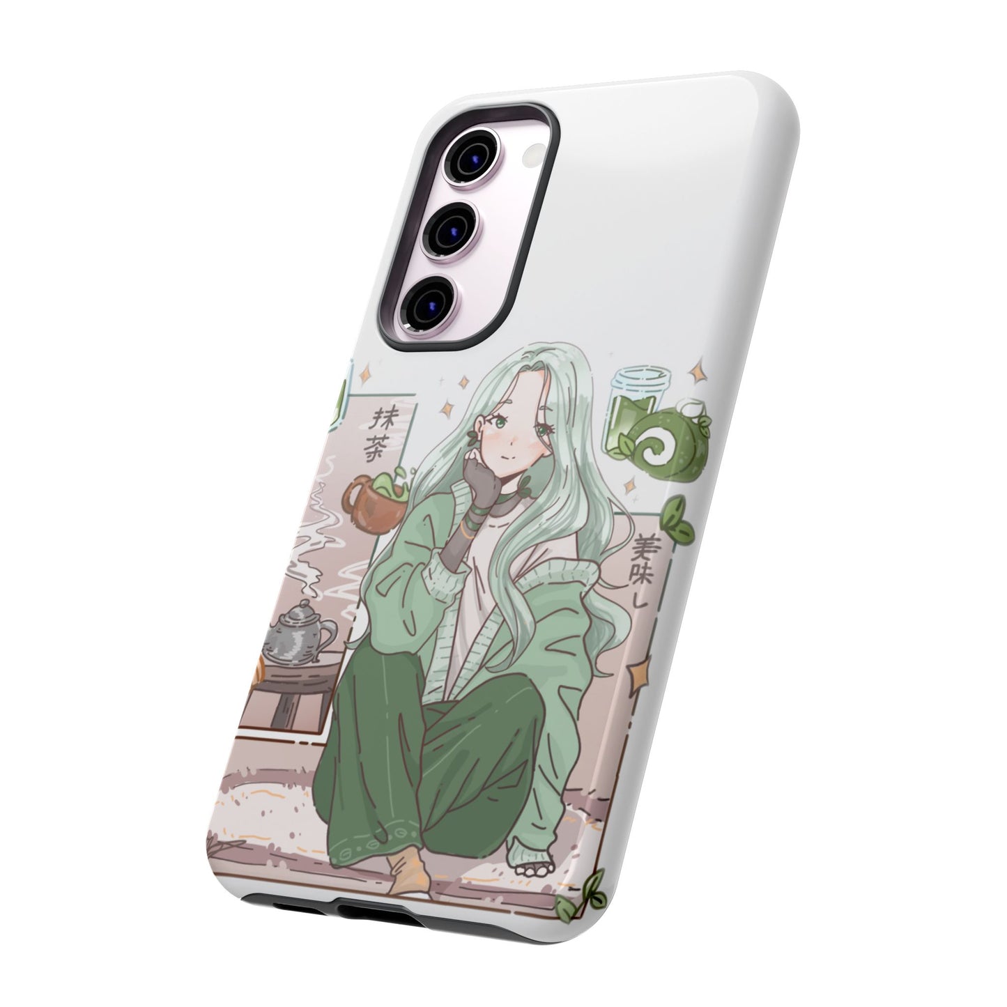 Anime Girl Green Aesthetic Phone Case — Cute Pastel Art