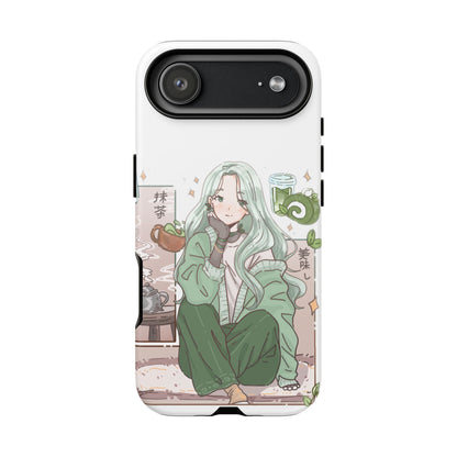 Anime Girl Green Aesthetic Phone Case — Cute Pastel Art