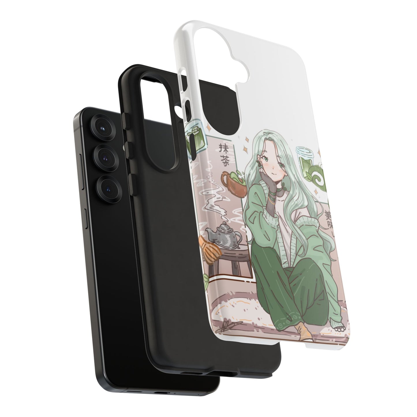 Anime Girl Green Aesthetic Phone Case — Cute Pastel Art