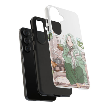 Anime Girl Green Aesthetic Phone Case — Cute Pastel Art