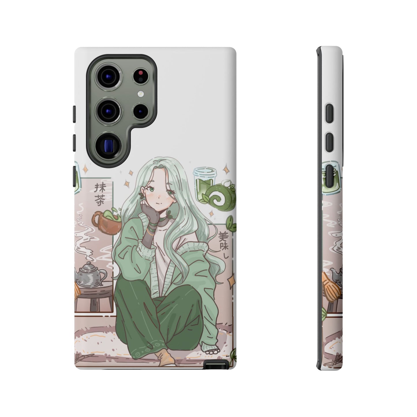 Anime Girl Green Aesthetic Phone Case — Cute Pastel Art