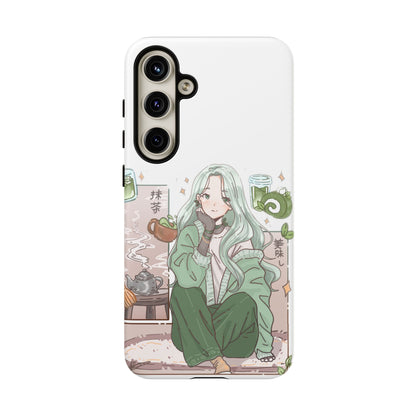Anime Girl Green Aesthetic Phone Case — Cute Pastel Art
