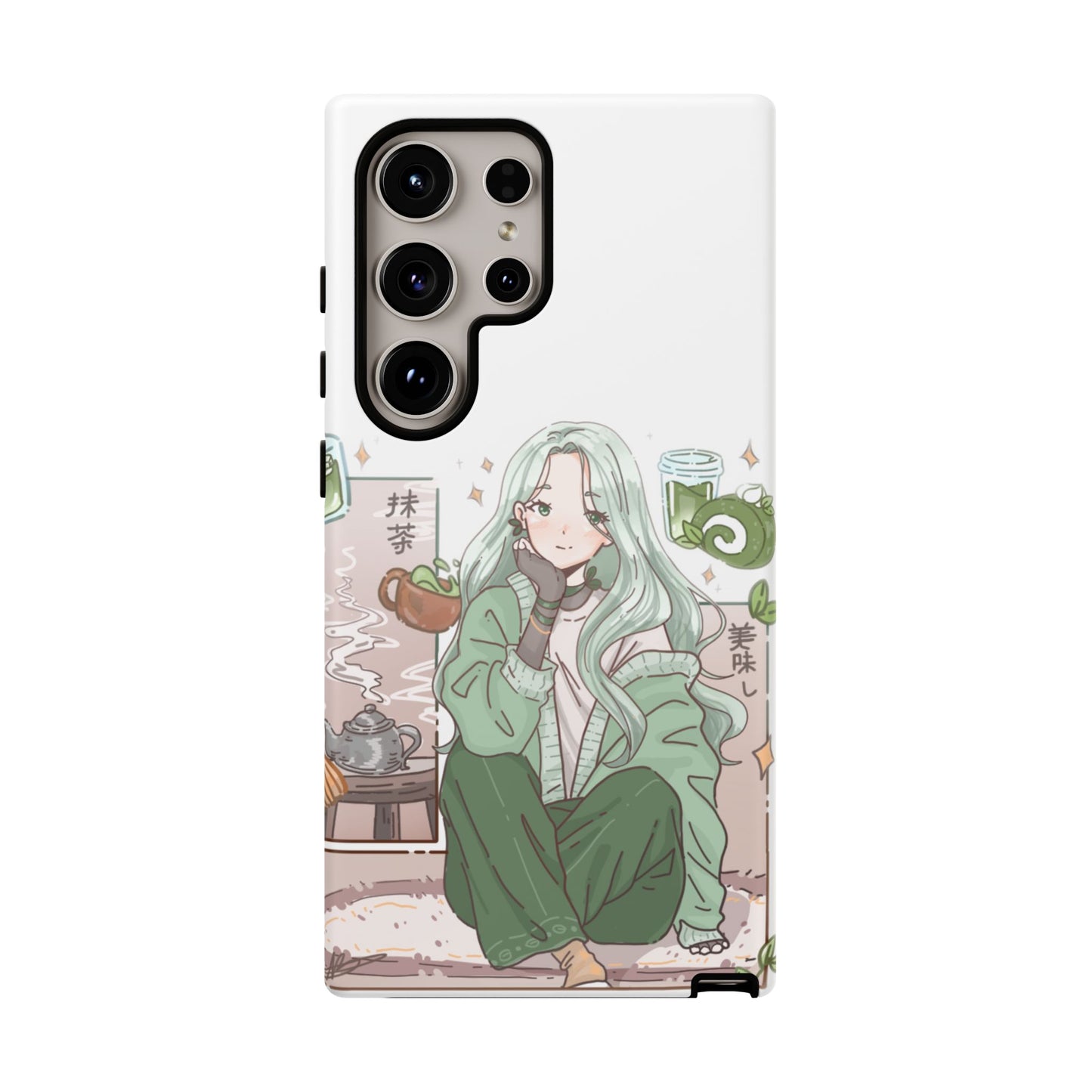 Anime Girl Green Aesthetic Phone Case — Cute Pastel Art