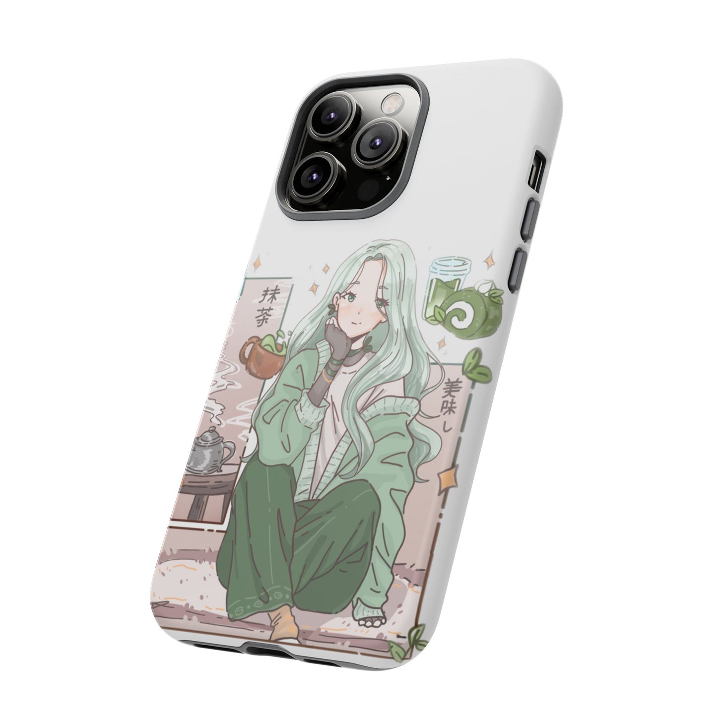 Anime Girl Green Aesthetic Phone Case — Cute Pastel Art