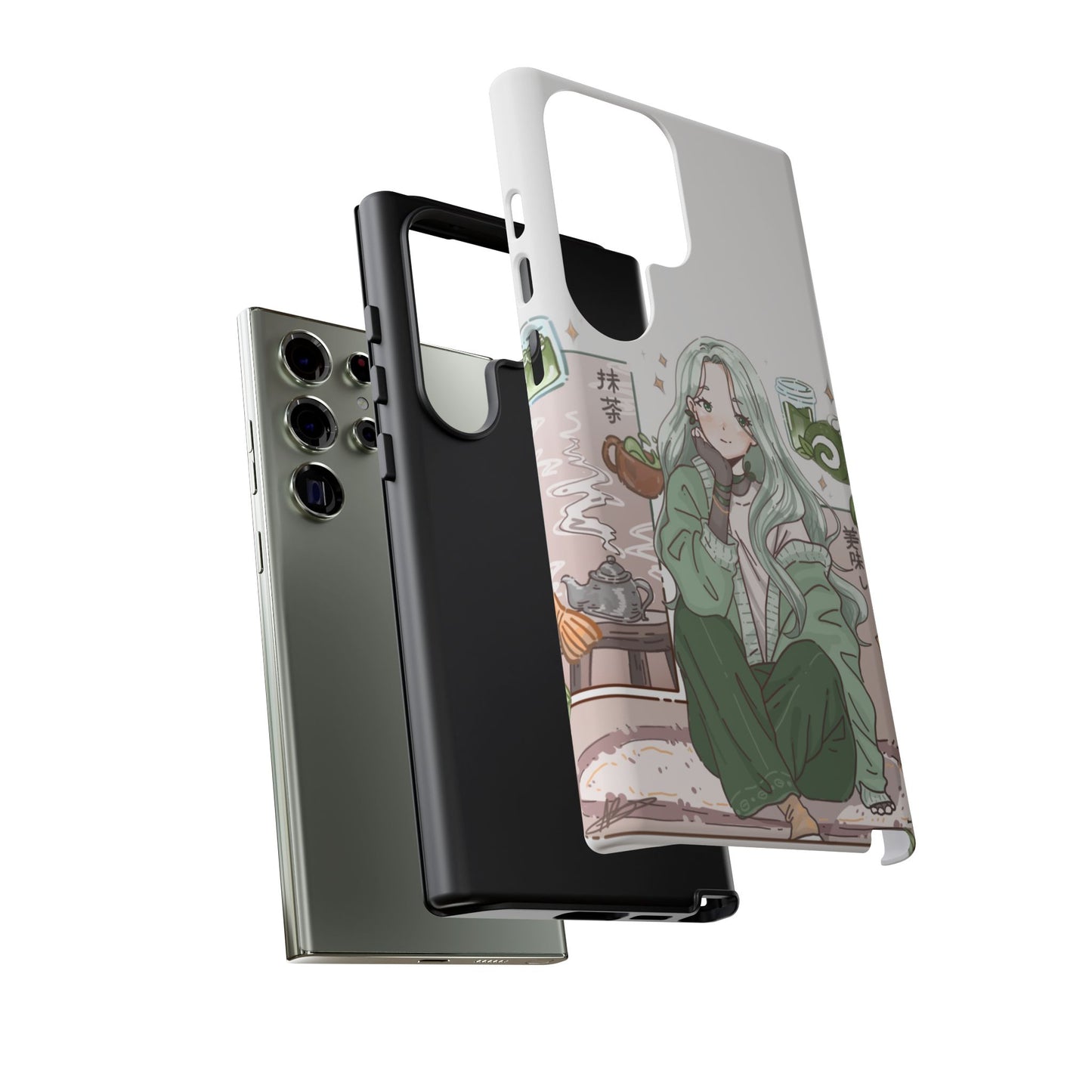 Anime Girl Green Aesthetic Phone Case — Cute Pastel Art