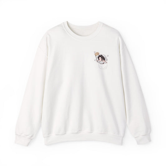 Pocket Levi Crewneck Sweatshirt-Hand Drawn Attack on Titan Fan Art Design