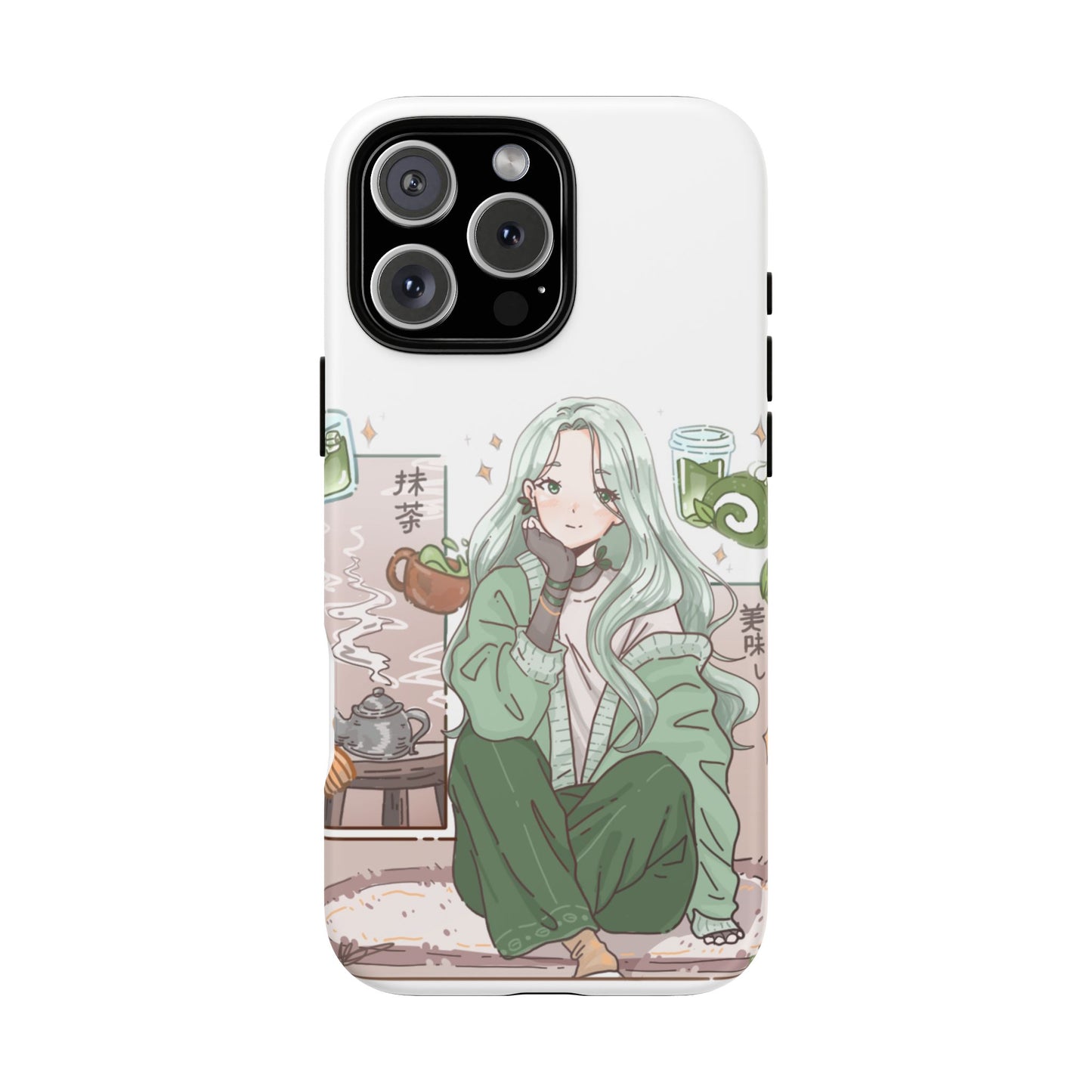 Anime Girl Green Aesthetic Phone Case — Cute Pastel Art