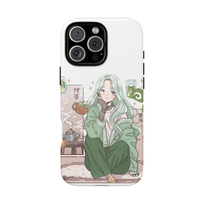 Anime Girl Green Aesthetic Phone Case — Cute Pastel Art
