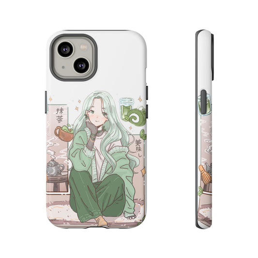 Anime Girl Green Aesthetic Phone Case — Cute Pastel Art