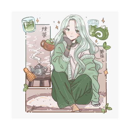 Matcha Girl Poster — Aesthetic Anime Wall Art