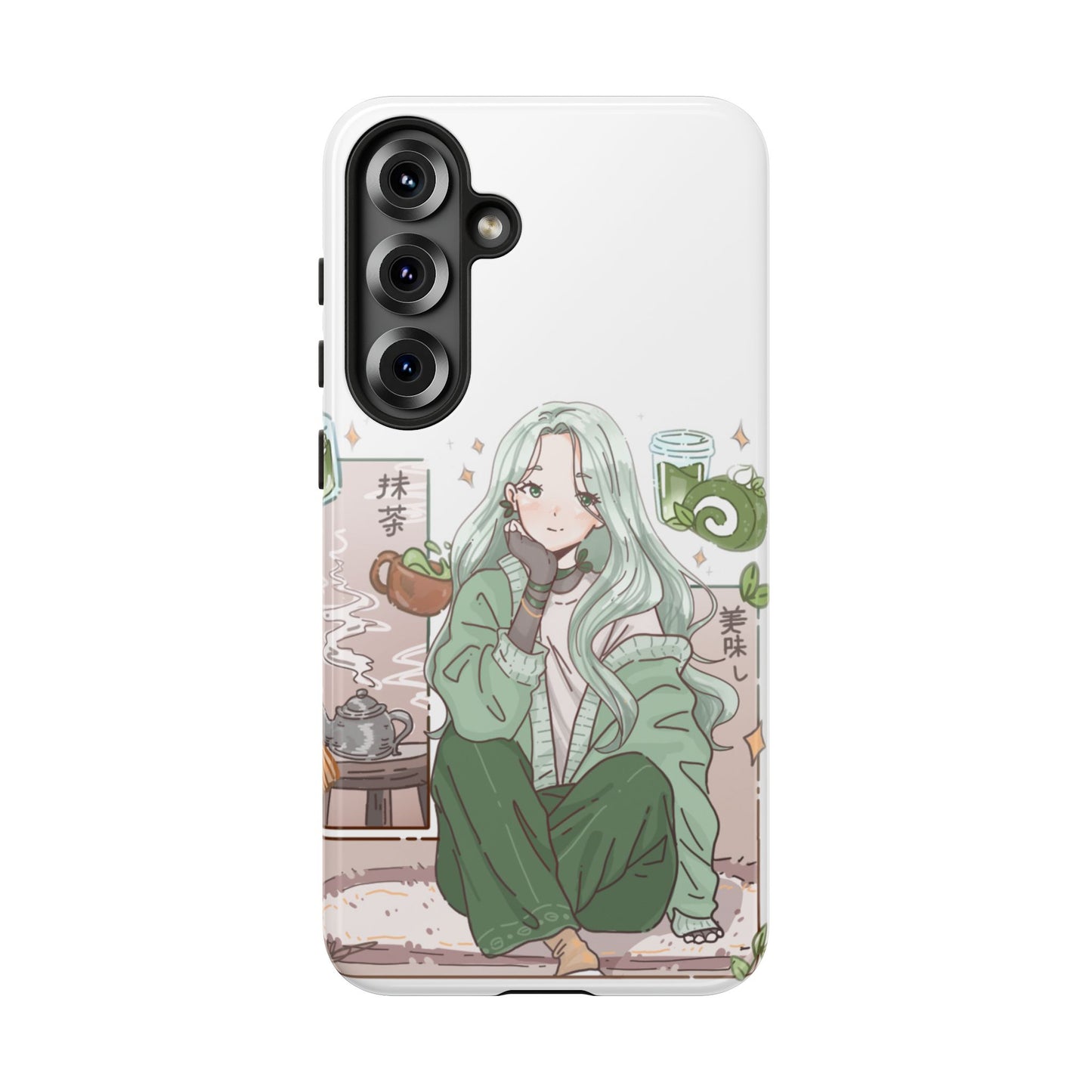 Anime Girl Green Aesthetic Phone Case — Cute Pastel Art