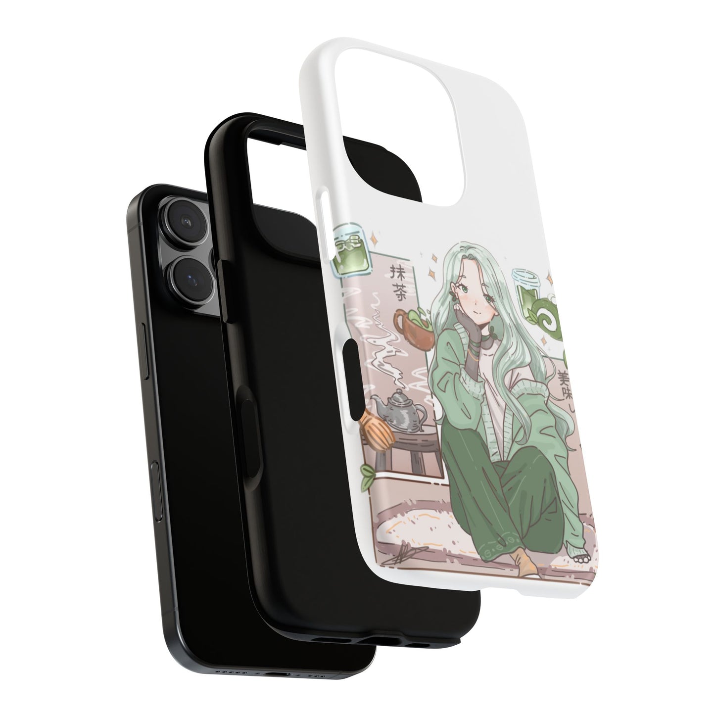 Anime Girl Green Aesthetic Phone Case — Cute Pastel Art