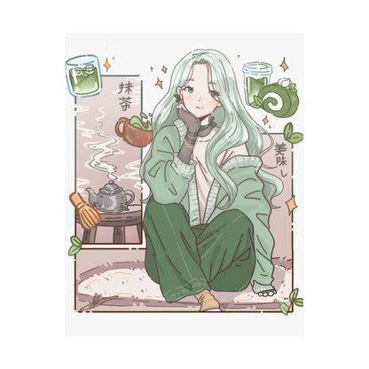 Matcha Girl Poster — Aesthetic Anime Wall Art