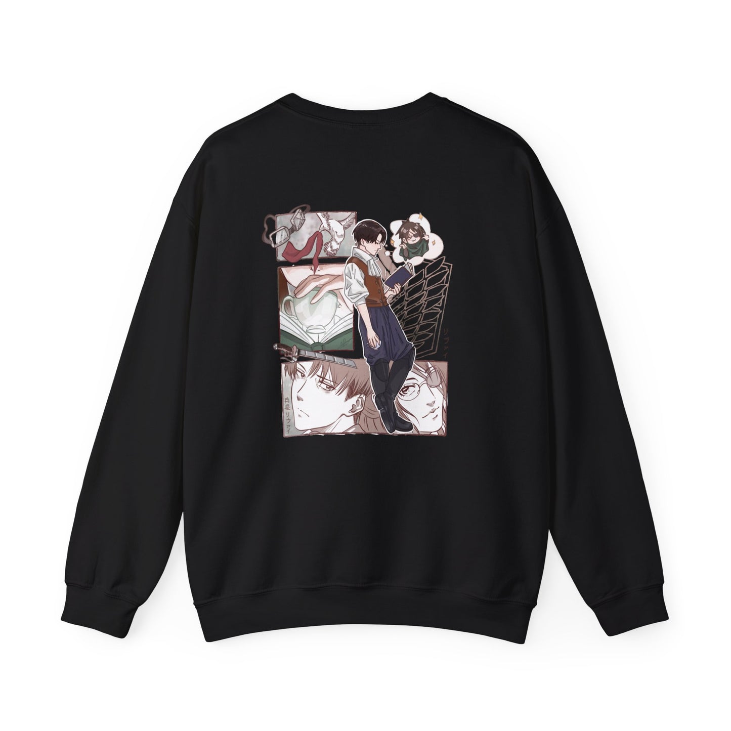 Pocket Levi Crewneck Sweatshirt-Hand Drawn Attack on Titan Fan Art Design