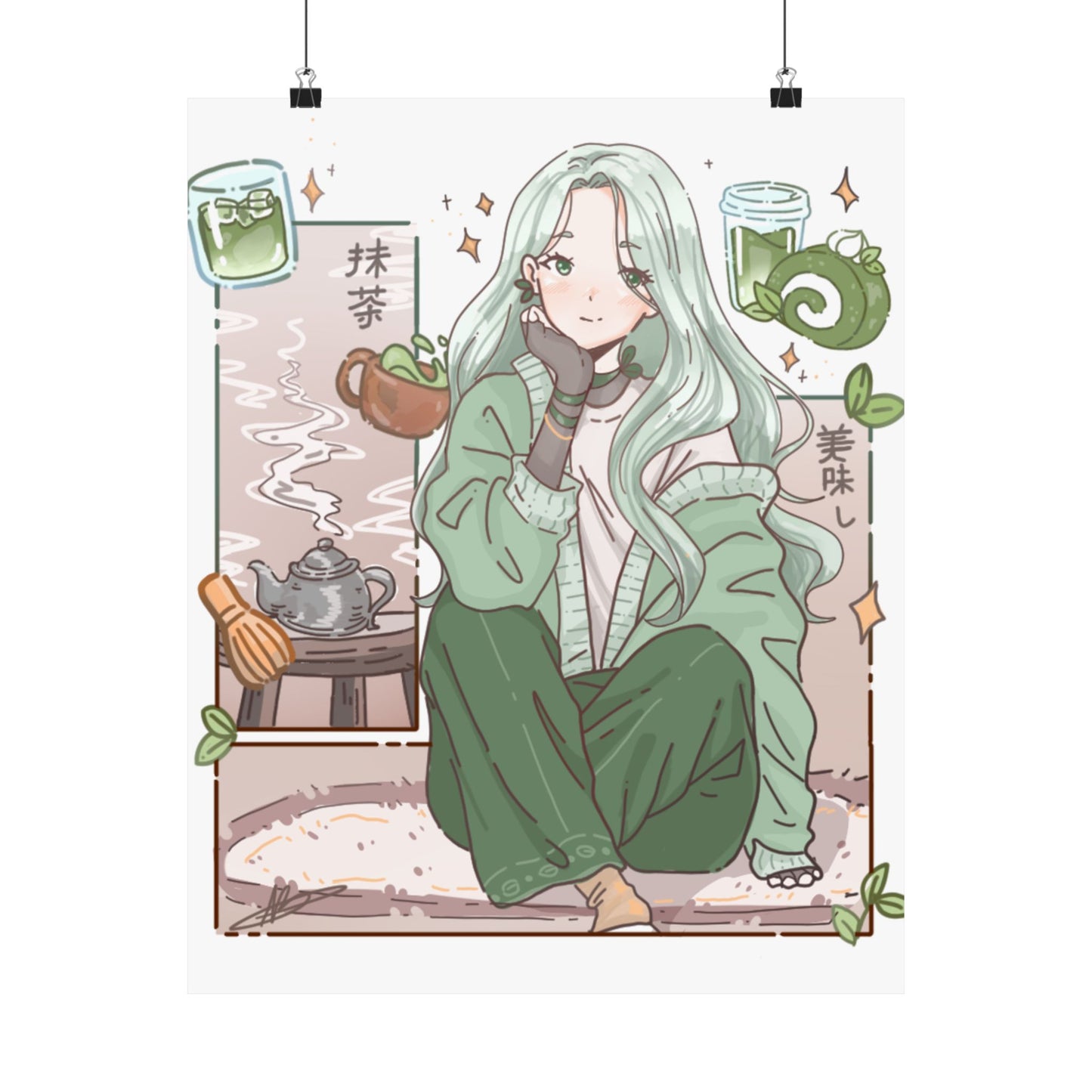 Matcha Girl Poster — Aesthetic Anime Wall Art
