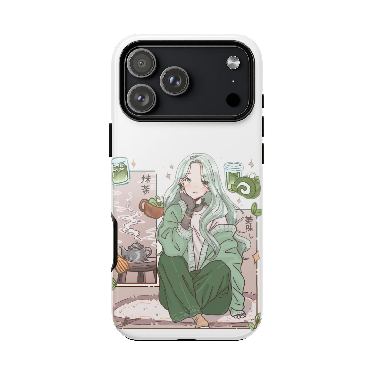 Anime Girl Green Aesthetic Phone Case — Cute Pastel Art