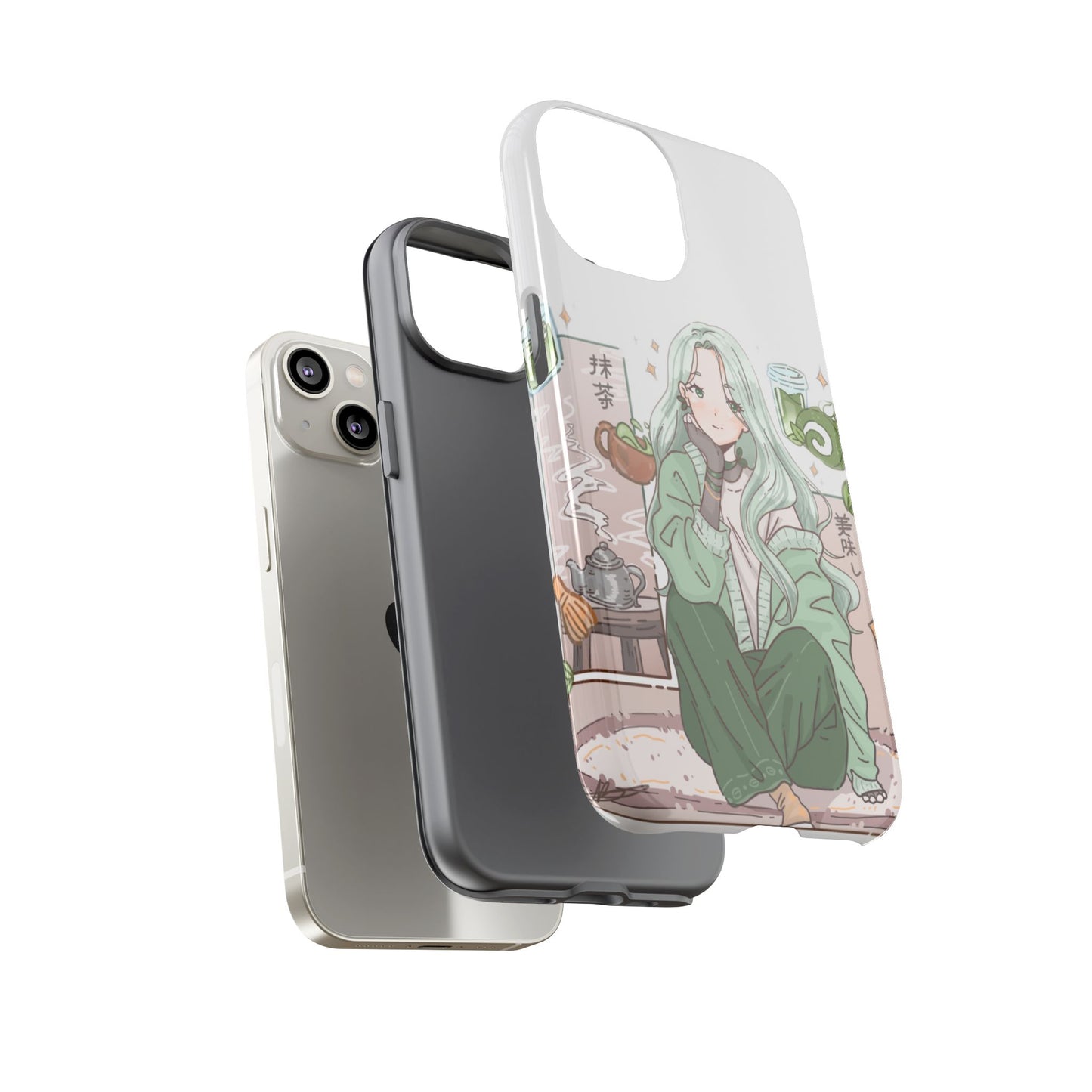 Anime Girl Green Aesthetic Phone Case — Cute Pastel Art