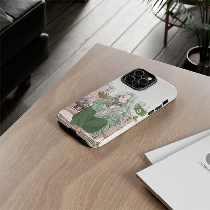 Anime Girl Green Aesthetic Phone Case — Cute Pastel Art