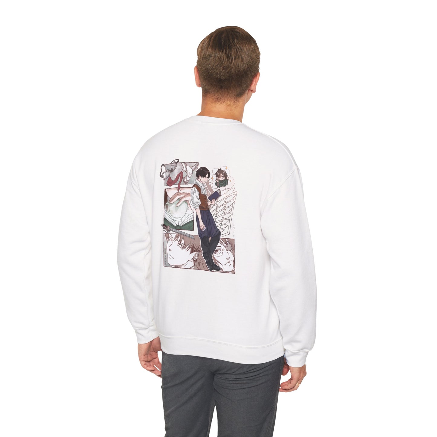 Pocket Levi Crewneck Sweatshirt-Hand Drawn Attack on Titan Fan Art Design