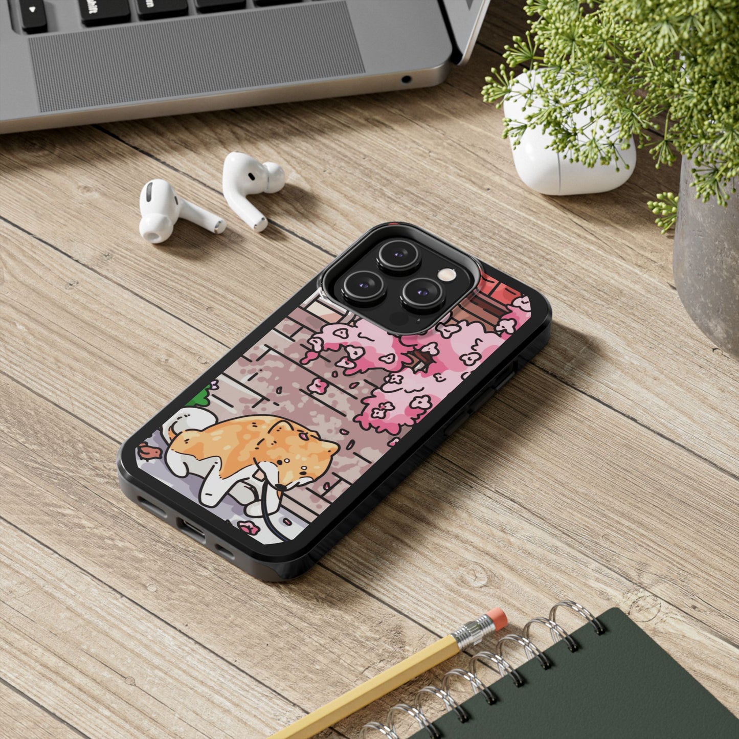Shiba Inu Cherry Blossom Phone Case — Japanese House Art