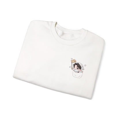 Pocket Levi Crewneck Sweatshirt-Hand Drawn Attack on Titan Fan Art Design