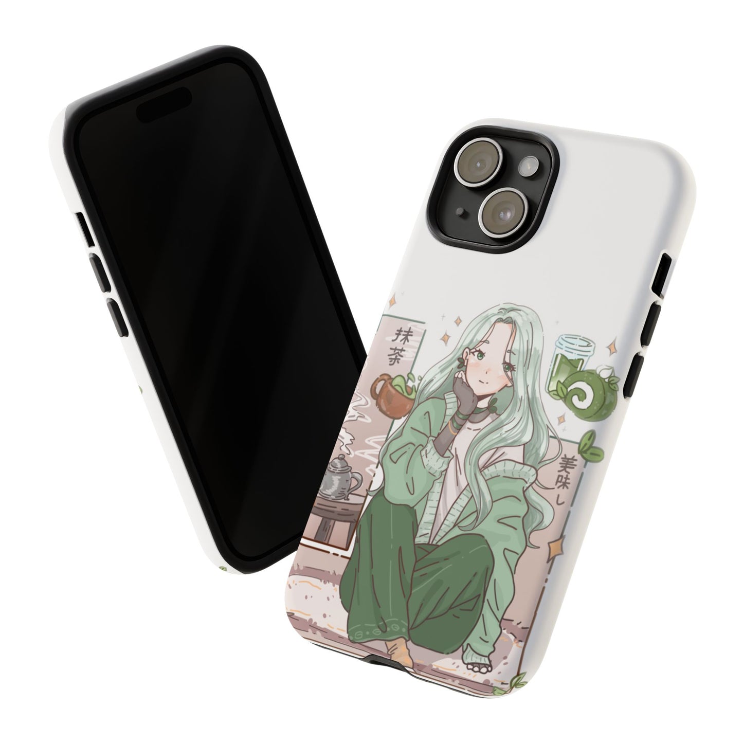 Anime Girl Green Aesthetic Phone Case — Cute Pastel Art